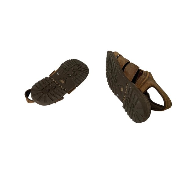 Skechers Mens Size 13 Leather Brown Sandals Fisherman Jesus 60059 F-50 Hook & Lo